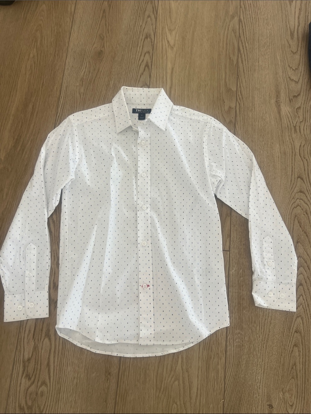 Tommy Hilfiger White Button-Down Shirt with Navy Dot Print